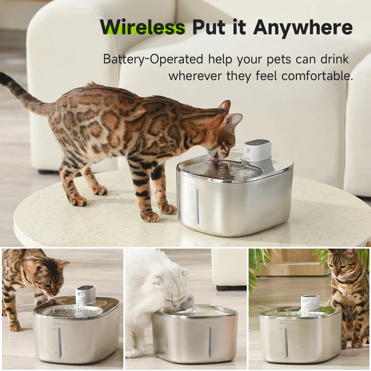 TomSip Wireless Cat Water Fountain