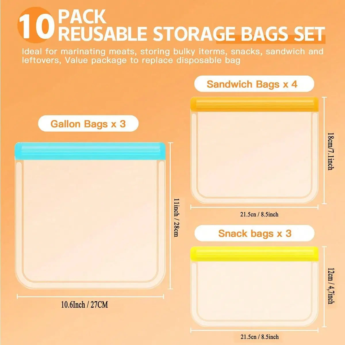 TomPacks Reusable Silicone Bags