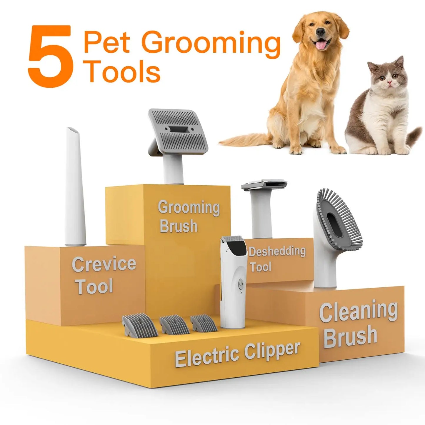 Quiet Pet Hair Grooming Vacuum Kit