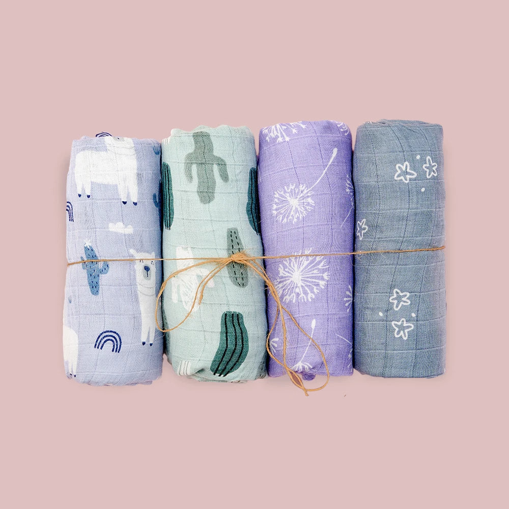 TomSnug 4Pcs Infant Swaddle Blankets