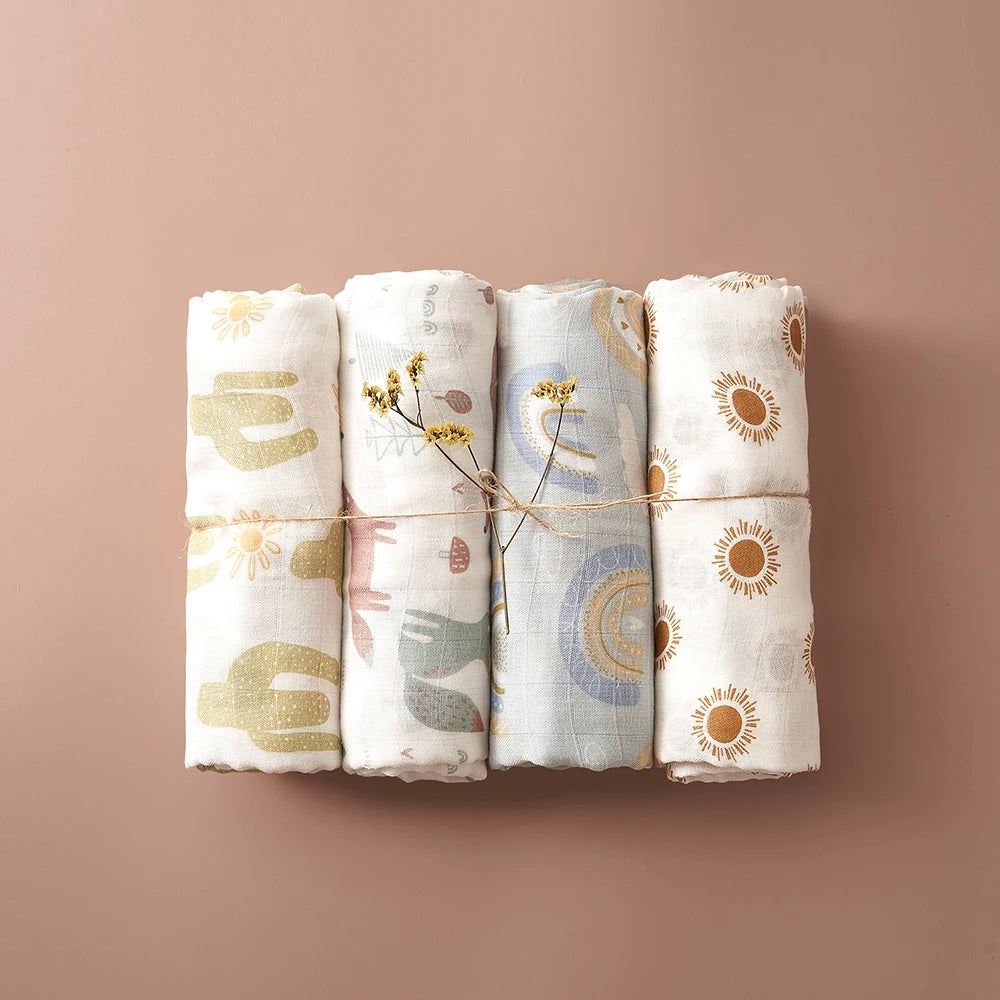 TomSnug 4Pcs Infant Swaddle Blankets