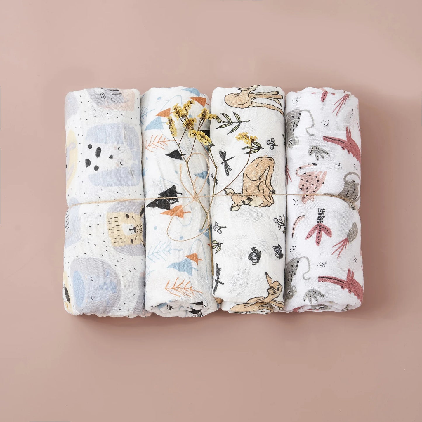 TomSnug 4Pcs Infant Swaddle Blankets